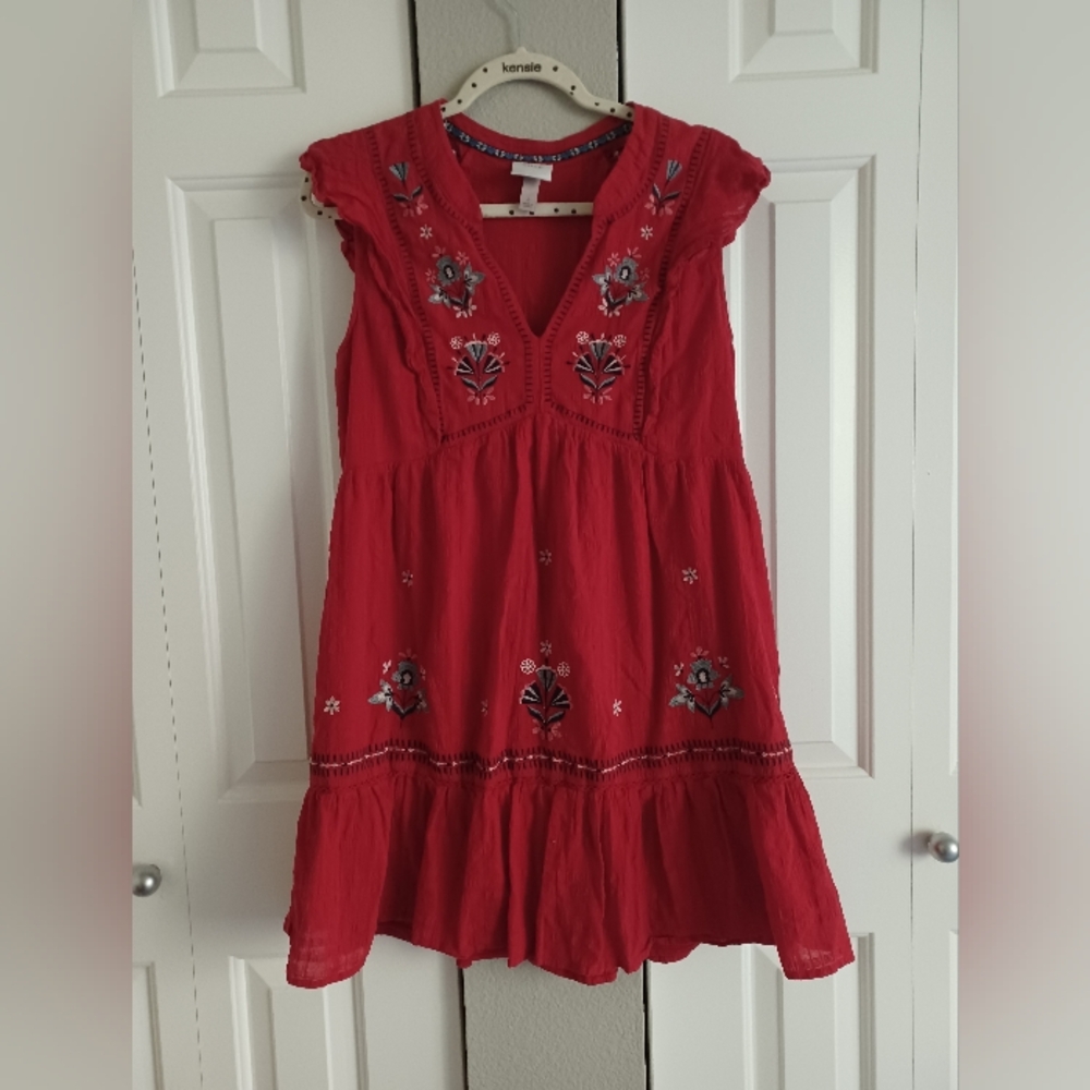 Knox Rose Embroidered Red Dress